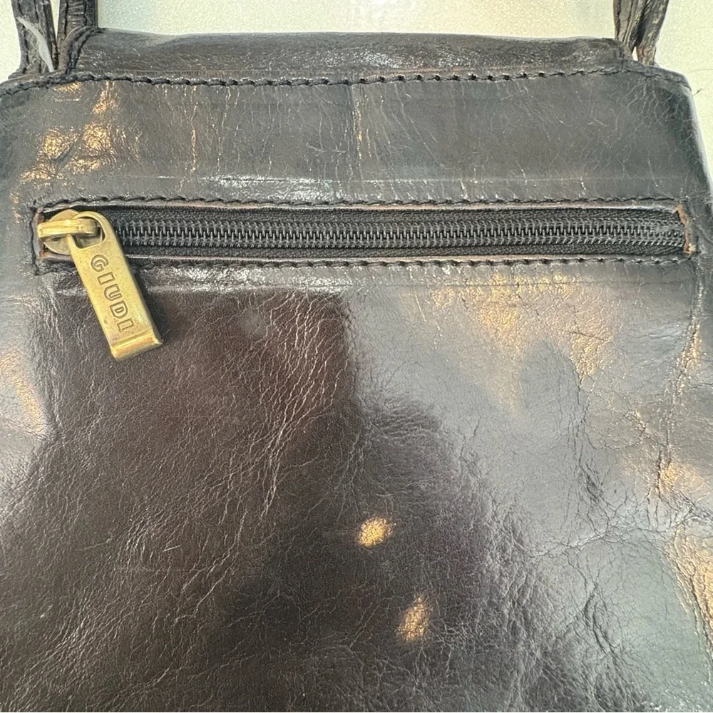 Vintage Giudi Italian Leather Crossbody Bag Chocolate Brown